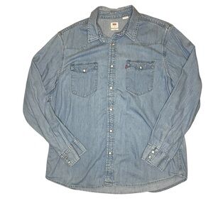Levi Denim Pearl Snap Long Sleeve Shirt Men’s X-Large